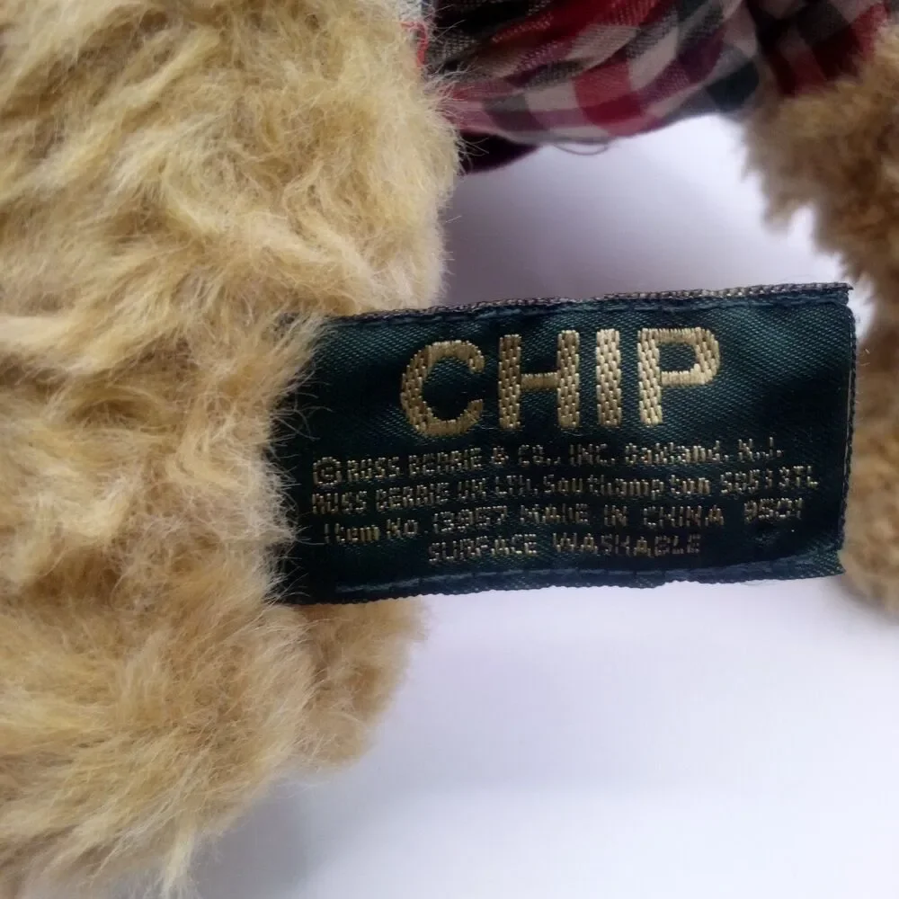 Russ Berrie Chip The Golfer Teddy Bear Plush Vintage Golf Bag Outfit Collectible